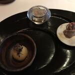 レストラン マノワ - Mene Verdure ９６８０円。ホンビノスのクロケット、根セロリのムース、イノシンのリエットと黒大根のサラダ。どの品も、とても美味しかったです（╹◡╹）。ムースが特に良かったです（╹◡╹）