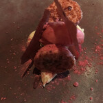 レストラン マノワ - Mene Verdure ９６８０円。いちごのシーブストと苺のソルベ。前回よりも美味しく感じ、とーっても良かったです（╹◡╹）（╹◡╹）