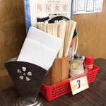 角屋食堂 - 卓上の調味料。