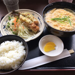 レストラン オーシャン - 日替りBランチ830円ちくわの磯辺揚げ+玉子とじうどん