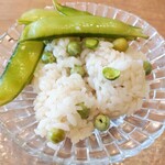 自然派中華 クイジン - 季節の麺セット 和牛すじ肉と菜の花の担々つけ麺　うすい豌豆ごはん