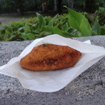 Jinnankarishibuyaten - 揚げたての神南カリーパン、明治通り沿いの公園にて