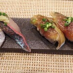 玄海鮨 - 追加  サバ×２  アジ  カンパチ腹身