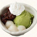 Matcha ice cream shiratama azuki