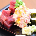 Washokudokoro Gotou - マグロぶつとトロたくのっけ寿司定食