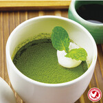 Creamy matcha pudding with chicken eggs