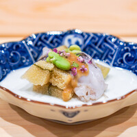 はらまさ - 炊いた加茂茄子、 子持ち昆布、 トリ貝、 このわた掛け