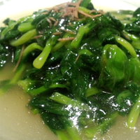 老香港酒家京都 - 豆苗の上湯がけ、しかし餡かけと言ったほうが正しいような。