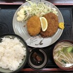 弁慶 - メンチカツコロッケ定食680円