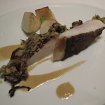 カンテサンス - 徳島県産マナガツオのオーブン焼き　モリーユ茸とシェリーのビネグレット1