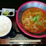 打ちたてうどん だし屋 - 「牛肉カレーうどん&白ご飯」1180円