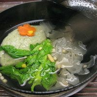 祇園 末友 - 青海苔のしんじょ・白木耳・菜の花の吸い物仕立て