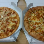 AOKI's Pizza - バーベキューチキン＆モッツァレラ(クリスピー)、ツナエビスペシャル(シャウエッセンイン)