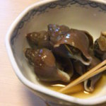 かっすい亭 - つぶ貝煮　串で巻きながら出す