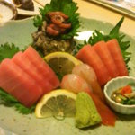 かっすい亭 - 2012　5月　ボタンエビ　さざえ刺し　鮪の盛り合わせ　2000円