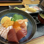にし川 - デラックス海鮮丼セットヾ(＾。.^*)¥1680円.｡.:*☆