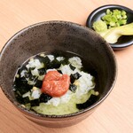 Ochazuke（boiled rice with tea）(plum/mentaiko)