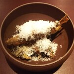 イル アオヤマ - ●フリット、稚鮎、琵琶湖、タラの芽