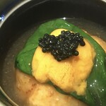 旬菜味空 - れんこんまんじゅう　うにあんかけランプキャビアのせ