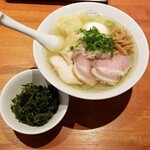 麺屋 六感堂 - 特製ワンタングリーン麺（しお）＋ばら海苔