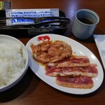 焼肉冷麺やまなか家 - よくばりセット(カルビ&セセリ・ごはん大)