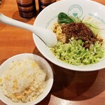麺屋 六感堂 - 汁なし担々麺＋鮭たきこみ飯