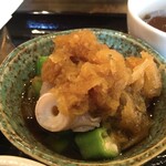 蕎麦切り 翁 - タコとオクラのおろしポン酢