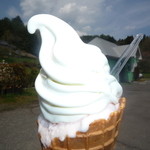 まきばのジャージー - ワッフルコーン　ソフト＆ジェラート　少し溶けてます