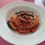 ピソリーノ - ベーコンと茄子のトマトスパゲッティ