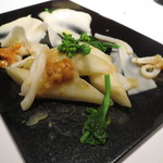 フロリレージュ - 仏産ホワイトアスパラガスの塩釜焼き　ウニ、イカ、菜の花と共に封じ込めて4