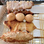 焼鳥今井 - 焼鳥4種盛合せ＋うずら卵