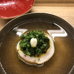 赤坂 菊乃井 - 昼懐石１２１００円（総額）。甘鯛茶新茶蒸し。茶蕎麦を薄焼き玉子、甘鯛で巻いて、それを蒸し上げたものです。甘鯛の素晴らしさを実感しました（╹◡╹）（╹◡╹）