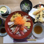 寿司割烹 徳川 - ランチ 海鮮丼天麩羅セット　１７８０円　(2020/05)