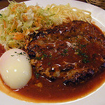 ハンバーグ、温泉たまご付