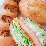 ナガノベーカリー - 料理写真:ごぼうフランス、塩バターフランス、海老アボカドサンド