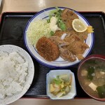 たか幸食堂 - ミックスフライ定食　740円