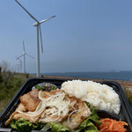 ホルモンちゃんスケ - 響灘北緑地にて
            海と風力発電風車を眺めながらのサムギョプサル弁当