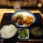 テング酒場 - 日替わりC 590円鶏唐ポン酢かけと白身魚甘酢あんかけ