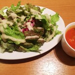 Bisutoro Ishikawatei - ランチ パスタセットのサラダとスープ