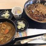ゆで太郎 - 朝定 カレー ＋クーポン券で納豆（たまご付きません） 無料天かす