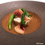 カーサ・デル・チーボ - ﾅﾒﾀ鰈と北寄貝のｳﾞｱﾎﾟｰﾚ in Brodo 