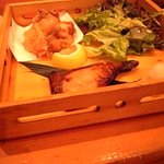 遊魚 和田丸 - コース料理で出てきたたこのから揚げと焼き魚