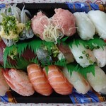 Sushi Douraku - ■お好み ／生しらす魚･とろサーモン･生たこ･真鯛･かつお･えんがわ･ネギトロ･あじ･甘えび @140円(内税)■