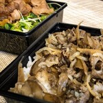 出汁さんろくぼう - 牛肉とごぼうのしぐれ煮丼と豚のタレ焼き丼