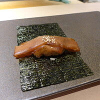 寿司 銀座 - かんぴょう。自分自身で手巻きにする趣向。これ、なかなか楽しい(^-^)