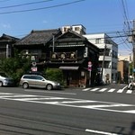 土手の伊勢屋 - 角がこちらのお店、隣は桜（馬肉）鍋の中江