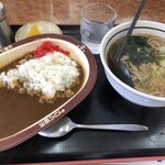 山田うどん - カレーセット(たぬきそば) 660円税込