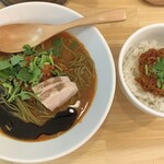 チリトマ ラーメン THANK - チリトマラーメン (850円) + ミートソース丼 (280円)
