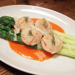 organ - アスパラガスと帆立のサラダ パプリカのソース(1500円) ※通常1050円ですが多めにしてもらいました