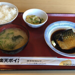 丹波篠山食堂 - 勝手にサバの煮つけ定食：￥７２６、京漬物白菜は￥１１０